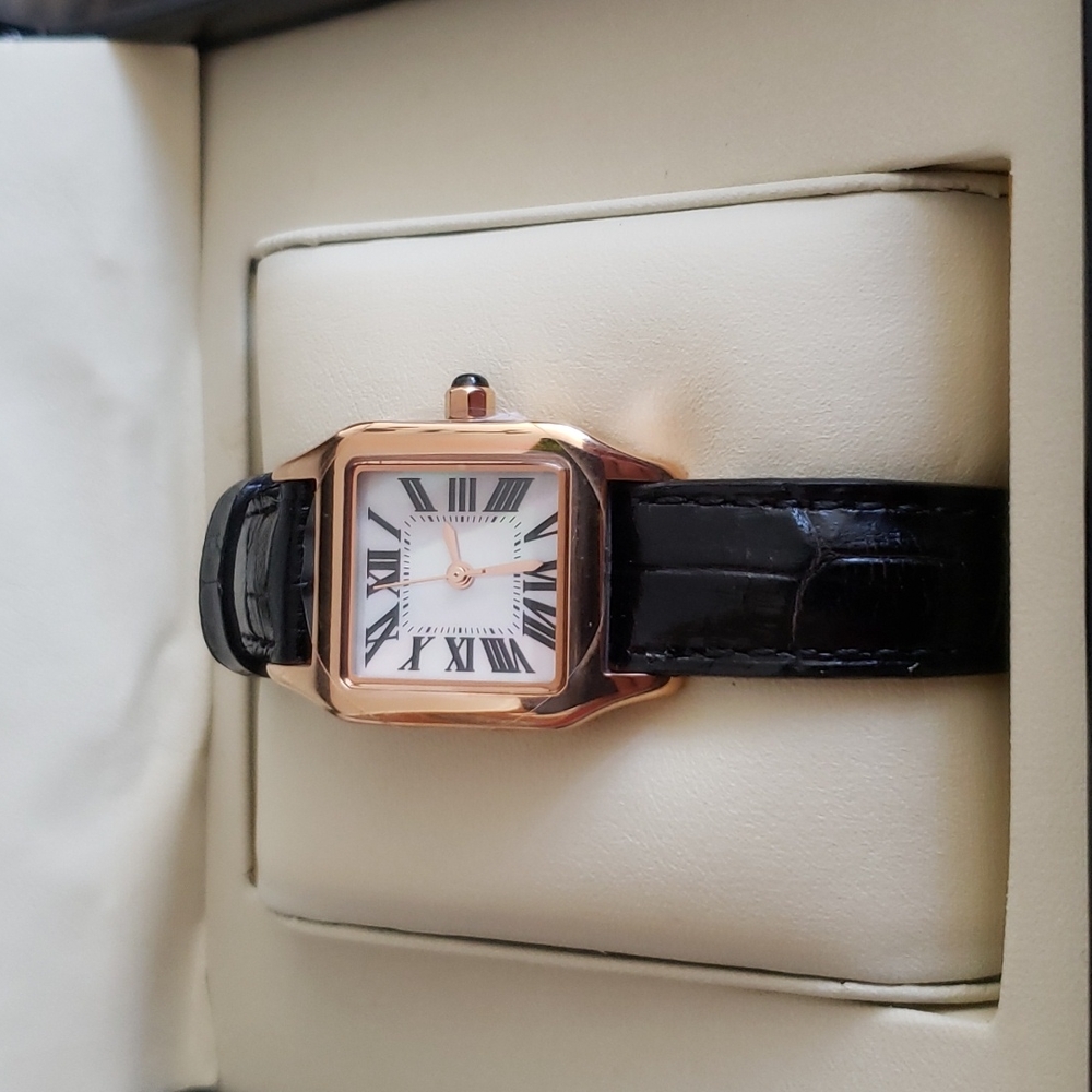 Bronzo Italia Rose Gold Tone Ladies Watch Leather Band Mother of Pearl Face Rare